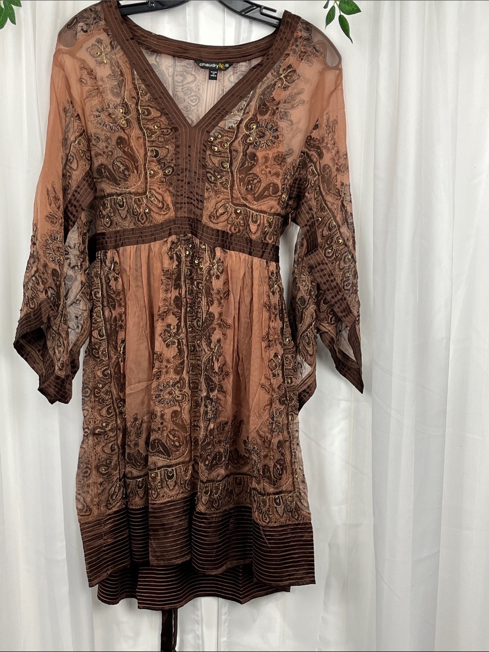 Chaudry Womens Elegant Dress XS Vneck Side Zip Sequins Statement Piece NWT